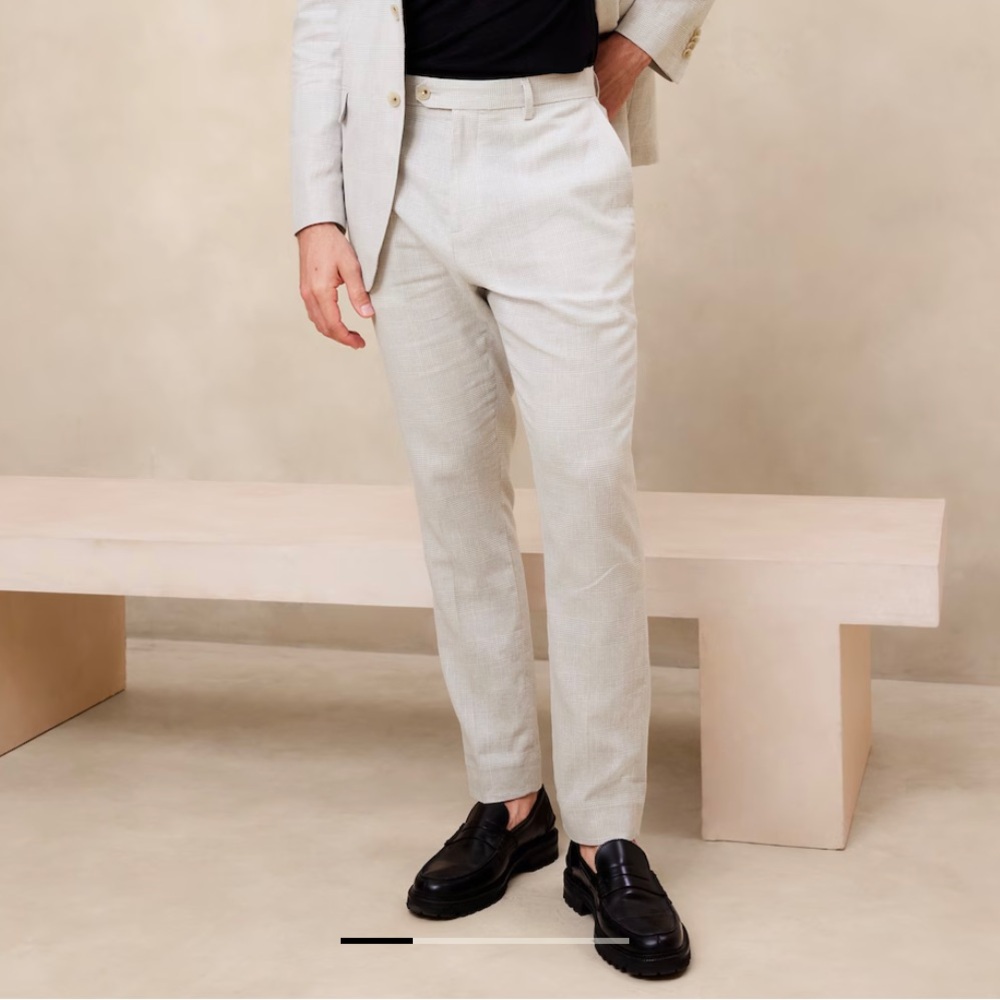 NWT: Banana Republic Factory: Tailored-fit Linen-blend Glen Plaid Suit Trouser